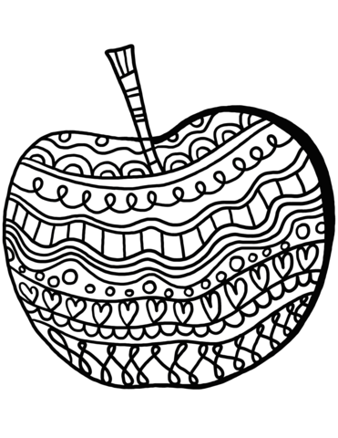 Apple With Pattern Coloring Page